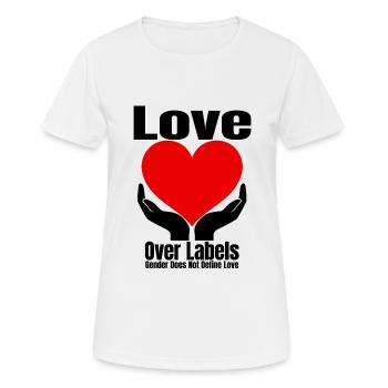 L’amour plutôt que les étiquettes - T-shirt respirant Femme - blanc - Devant - AI Model Female 172 dark (172cm)