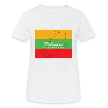 Vilnius - Hauptstadt mit GPS & Flagge - Frauen T-Shirt atmungsaktiv - Weiß - Vorne - AI Model Female 172 dark (172cm)