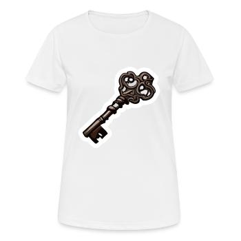 Schlüssel / Schloss / verschlossen / Sicherheit - Frauen T-Shirt atmungsaktiv - Weiß - Vorne - AI Model Female 172 dark (172cm)