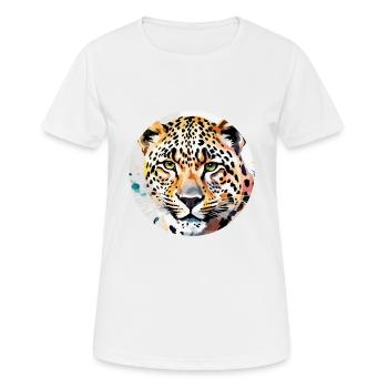 Leopard / Gepard / Tier / Animal Print / Muster - Frauen T-Shirt atmungsaktiv - Weiß - Vorne - AI Model Female 172 dark (172cm)