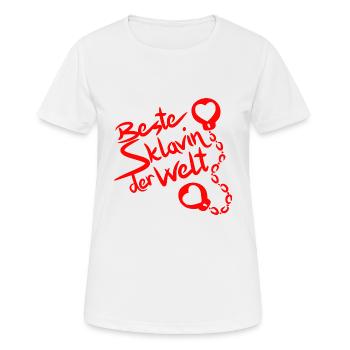 Beste Sklavin der Welt Spruch Erotik Sexualität - Frauen T-Shirt atmungsaktiv - Weiß - Vorne - AI Model Female 172 dark (172cm)