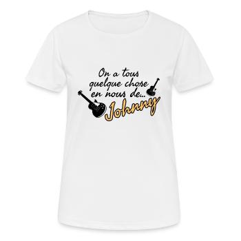 On a tous quelque chose en nous de Johnny. - T-shirt respirant Femme - blanc - Devant - AI Model Female 172 dark (172cm)