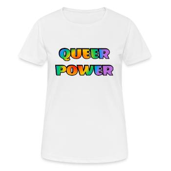 Queere Macht - Frauen T-Shirt atmungsaktiv - Weiß - Vorne - AI Model Female 172 dark (172cm)