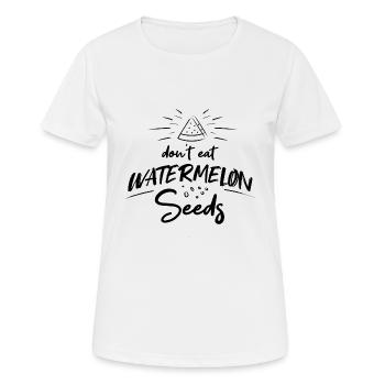 Grossesse - Ne pas manger de graines de melon d'eau - T-shirt respirant Femme - blanc - Devant - AI Model Female 172 dark (172cm)