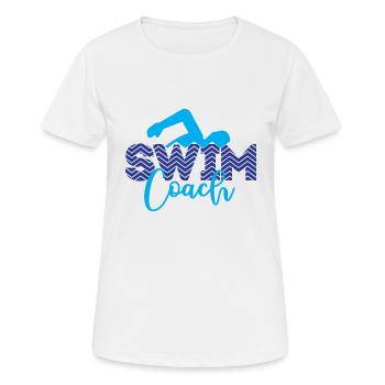 Für Schwimmtrainer: Swim coach - Frauen T-Shirt atmungsaktiv - Weiß - Vorne - AI Model Female 172 dark (172cm)