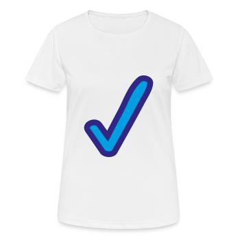 Blue check mark icon - Women's Breathable T-Shirt - white - Front - AI Model Female 172 dark (172cm)