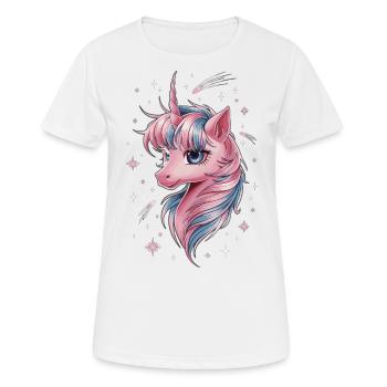 Magisches Einhorn mit Sternen - Frauen T-Shirt atmungsaktiv - Weiß - Vorne - AI Model Female 172 dark (172cm)