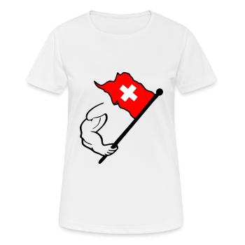 Schweiz Flagge - Frauen T-Shirt atmungsaktiv - Weiß - Vorne - AI Model Female 172 dark (172cm)