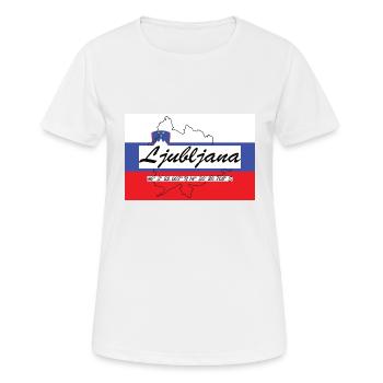 Ljubljana - Hauptstadt mit GPS & Flagge - Frauen T-Shirt atmungsaktiv - Weiß - Vorne - AI Model Female 172 dark (172cm)