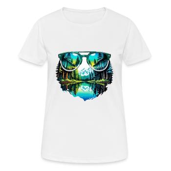 Sonnenbrille / Reflektion / Wald / Spiegelung - Frauen T-Shirt atmungsaktiv - Weiß - Vorne - AI Model Female 172 dark (172cm)