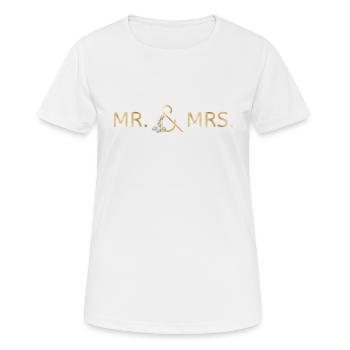 Mr. & Mrs. Eukalyptus personalisierbar - Frauen T-Shirt atmungsaktiv - Weiß - Vorne - AI Model Female 172 dark (172cm)