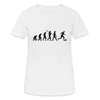 Evolution Fußball - Frauen T-Shirt atmungsaktiv - Weiß - Vorne - AI Model Female 172 dark (172cm)