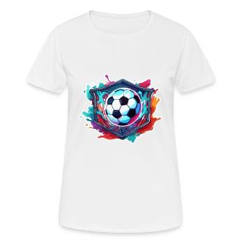 Fußball / spiel / Ball / Spielfeld / schießen - Frauen T-Shirt atmungsaktiv - Weiß - Vorne - AI Model Female 172 dark (172cm)