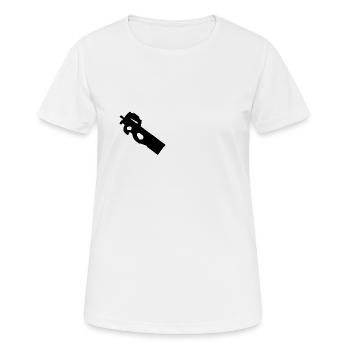 Waffe - P90 - Frauen T-Shirt atmungsaktiv - Weiß - Vorne - AI Model Female 172 dark (172cm)