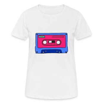 Kassette - Frauen T-Shirt atmungsaktiv - Weiß - Vorne - AI Model Female 172 dark (172cm)