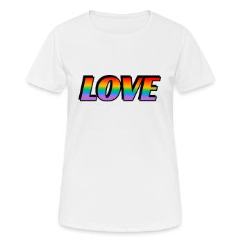 Texte arc-en-ciel LOVE LGBT Pride Month - T-shirt respirant Femme - blanc - Devant - AI Model Female 172 dark (172cm)