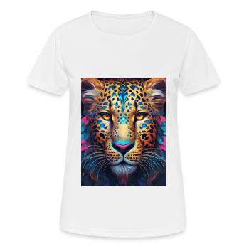 Leopard in Nahaufnahme - leuchtende und fantastische Farben - Frauen T-Shirt atmungsaktiv - Weiß - Vorne - AI Model Female 172 dark (172cm)