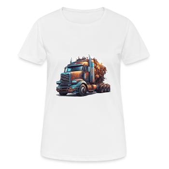 Truck / LKW / Lastfahrzeug / Fracht / Straße - Frauen T-Shirt atmungsaktiv - Weiß - Vorne - AI Model Female 172 dark (172cm)