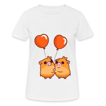 Guinea Pig Kawaii Cartoon Playing With Balloons - Women's Breathable T-Shirt - white - Front - AI Model Female 172 dark (172cm)