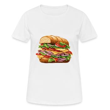 Sandwich / Sandwich / Nourriture / Épicerie - T-shirt respirant Femme - blanc - Devant - AI Model Female 172 dark (172cm)