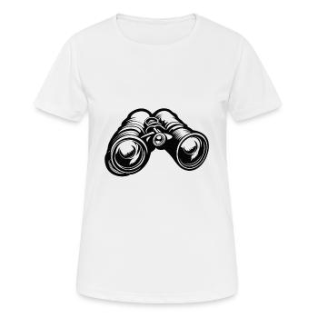 Fernglas / Beobachtung / Observation / Abenteuer - Frauen T-Shirt atmungsaktiv - Weiß - Vorne - AI Model Female 172 dark (172cm)