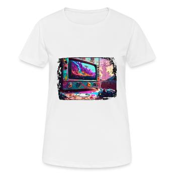 TV / Television / Analogue / Tube TV / Retro - Women's Breathable T-Shirt - white - Front - AI Model Female 172 dark (172cm)
