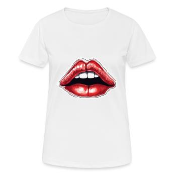 Bouche / Lèvres / Dents / Langue / Sourire / Baiser - T-shirt respirant Femme - blanc - Devant - AI Model Female 172 dark (172cm)