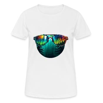 Sonnenbrille / Reflektion / Wald / Spiegelung - Frauen T-Shirt atmungsaktiv - Weiß - Vorne - AI Model Female 172 dark (172cm)