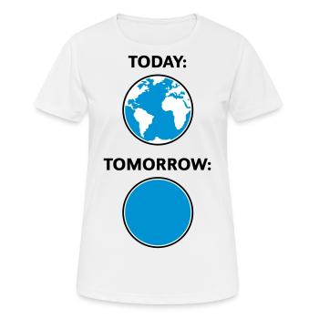 Today – Tomorrow / Globe (Climate Change / 3C) - Women's Breathable T-Shirt - white - Front - AI Model Female 172 dark (172cm)