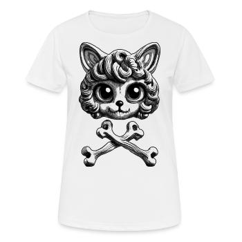 Chemise crâne de chat : l’amour pour la patte de velours - T-shirt respirant Femme - blanc - Devant - AI Model Female 172 dark (172cm)