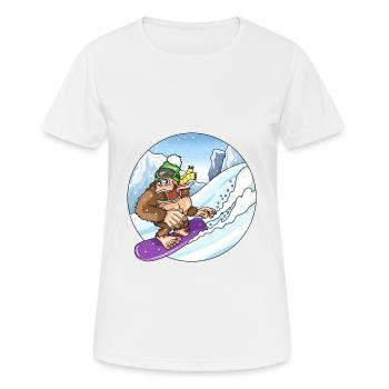 Süßer Gorilla beim Snowboarden Schnee Landschaft - Frauen T-Shirt atmungsaktiv - Weiß - Vorne - AI Model Female 172 dark (172cm)