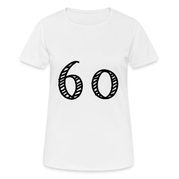 60 YEARS. 60th ANNIVERSARY. ANNIVERSARY 60 YEARS.60 - Women's Breathable T-Shirt - white - Front - AI Model Female 172 dark (172cm)