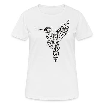 Kolibri in geometrischer Form einfarbig gehalten - Frauen T-Shirt atmungsaktiv - Weiß - Vorne - AI Model Female 172 dark (172cm)