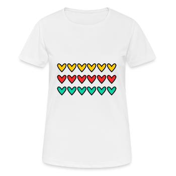 HERZ. HERZ. VALENTINSTAG. LIEBE. LIEBE. HERZ - Frauen T-Shirt atmungsaktiv - Weiß - Vorne - AI Model Female 172 dark (172cm)