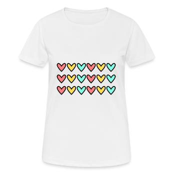 HERZ. HERZ. VALENTINSTAG. LIEBE. LIEBE. HERZ - Frauen T-Shirt atmungsaktiv - Weiß - Vorne - AI Model Female 172 dark (172cm)