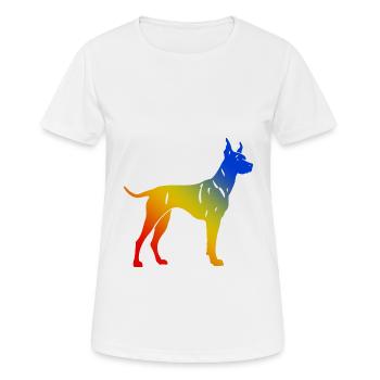 Doberman Hund Bunt - Frauen T-Shirt atmungsaktiv - Weiß - Vorne - AI Model Female 172 dark (172cm)