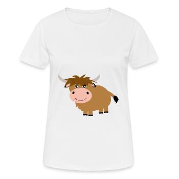Bovins écossais Highland - T-shirt respirant Femme - blanc - Devant - AI Model Female 172 dark (172cm)
