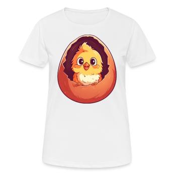Chick in Egg - Charmant design de poulet - T-shirt respirant Femme - blanc - Devant - AI Model Female 172 dark (172cm)