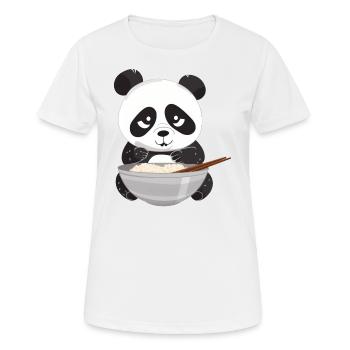 Panda mit Stäbchen und Reis, Asiatisches - Frauen T-Shirt atmungsaktiv - Weiß - Vorne - AI Model Female 172 dark (172cm)