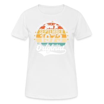 Septembre 1973 Jubilé 1973 Septembre - T-shirt respirant Femme - blanc - Devant - AI Model Female 172 dark (172cm)
