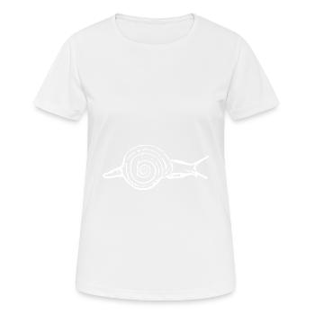 Schnecke, Weinbergschnecke weiß - Frauen T-Shirt atmungsaktiv - Weiß - Vorne - AI Model Female 172 dark (172cm)