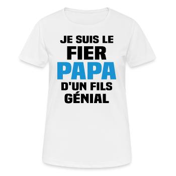 Je suis le fier papa d'un fils génial - T-shirt respirant Femme - blanc - Devant - AI Model Female 172 dark (172cm)