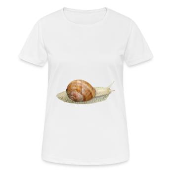 Schnecke, Weinbergschnecke - Frauen T-Shirt atmungsaktiv - Weiß - Vorne - AI Model Female 172 dark (172cm)