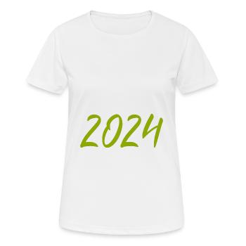 2024 Silvester Neujahr grün - Frauen T-Shirt atmungsaktiv - Weiß - Vorne - AI Model Female 172 dark (172cm)