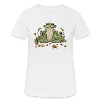 Cottagecore Grenouille méditative, T-shirt de yoga Grenouille - T-shirt respirant Femme - blanc - Devant - AI Model Female 172 dark (172cm)