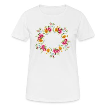 Blumenkranz Blumenranke Wunschname Mama Oma - Frauen T-Shirt atmungsaktiv - Weiß - Vorne - AI Model Female 172 dark (172cm)