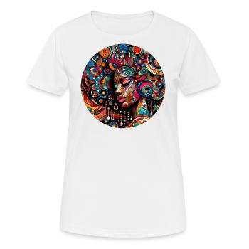 Inspiration im Afro-Stil, buntes afrikanisches Mosaik - Frauen T-Shirt atmungsaktiv - Weiß - Vorne - AI Model Female 172 dark (172cm)