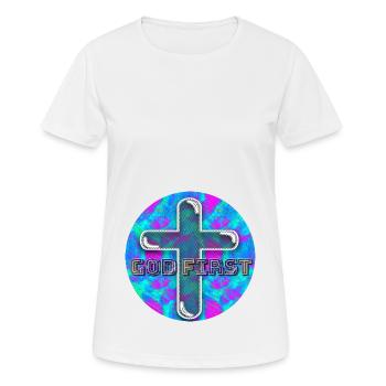 God First (Eins) - Frauen T-Shirt atmungsaktiv - Weiß - Vorne - AI Model Female 172 dark (172cm)