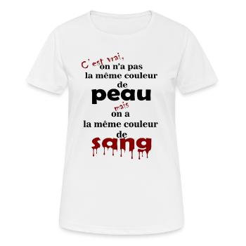 tee-shirt texte antiraciste - T-shirt respirant Femme - blanc - Devant - AI Model Female 172 dark (172cm)