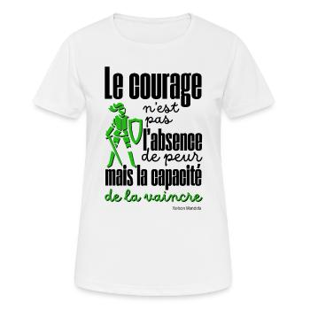 Citation Positive Le Courage - T-shirt respirant Femme - blanc - Devant - AI Model Female 172 dark (172cm)